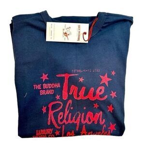 NWT Unisex True Religion Blue Short Sleeve Graphic Tee Shirt - Size Large